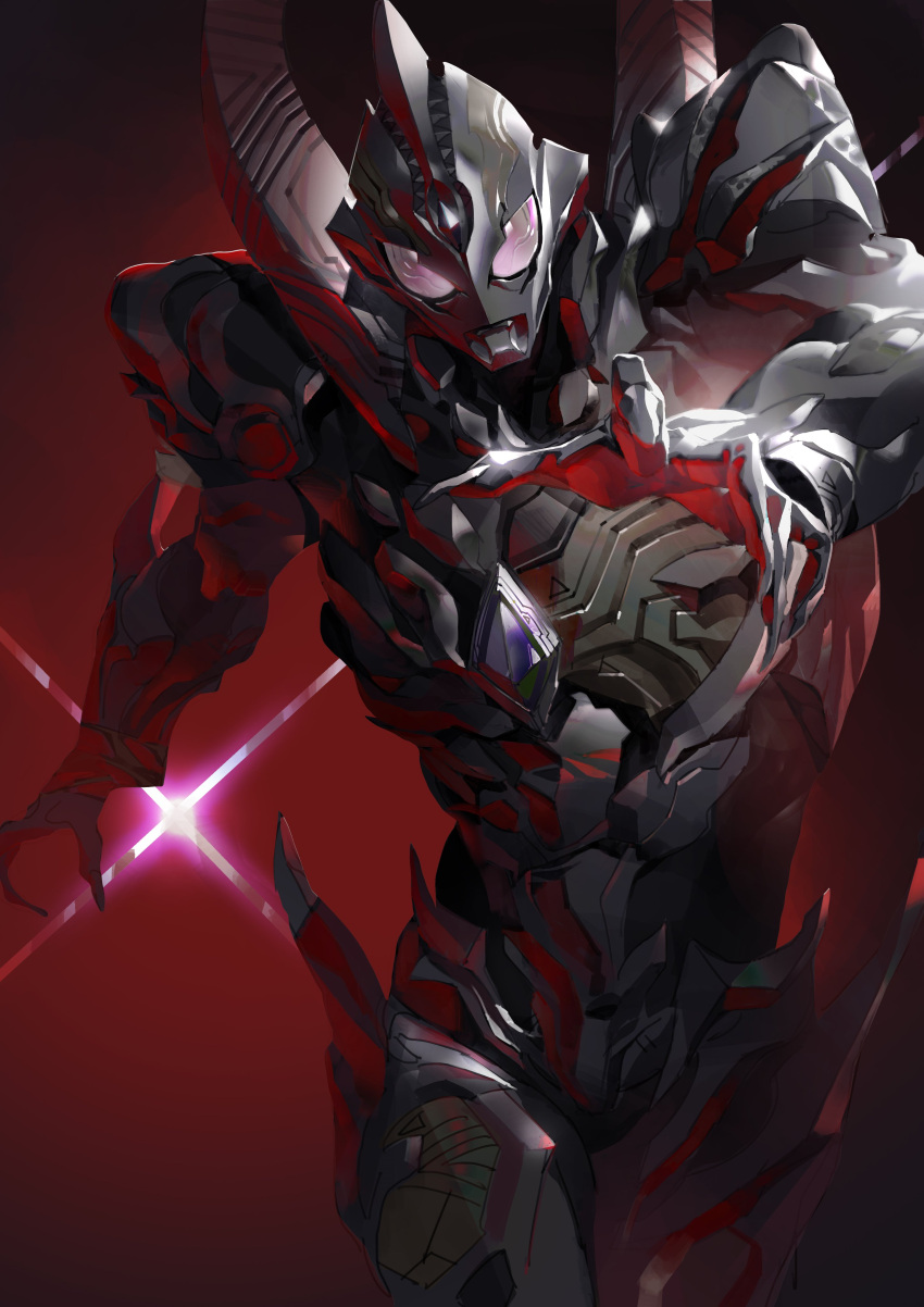 1boy, absurdres, alien, armor, chest_jewel, dorsal_fin, full_body, giant