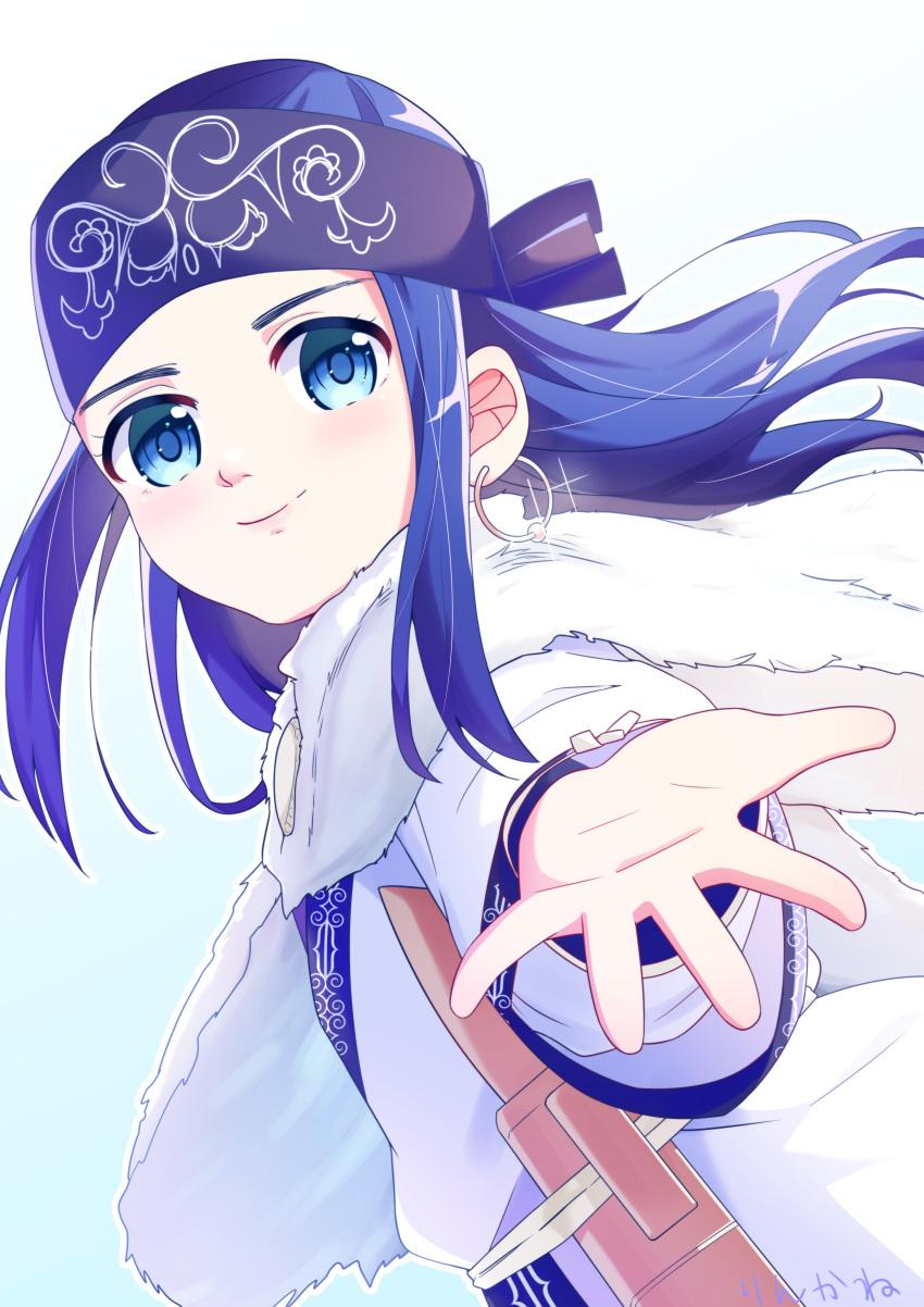 1girl, absurdres, ainu, ainu_clothes, asirpa, bandana, black_hair, blue_bandana