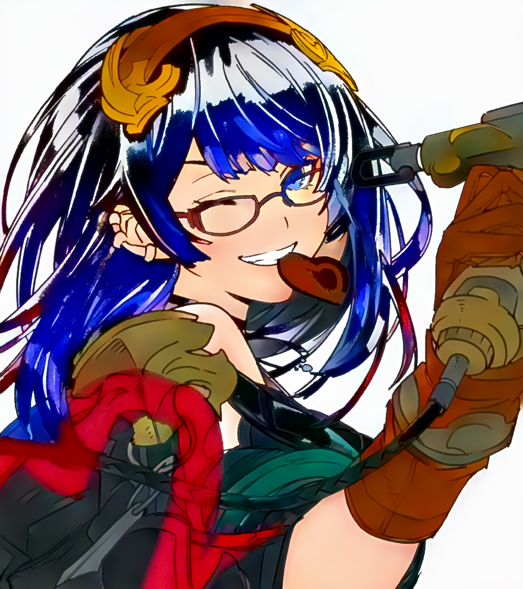 character_name, chocolate, close-up, dark_blue_hair, earrings, framed, glasses, granblue_fantasy