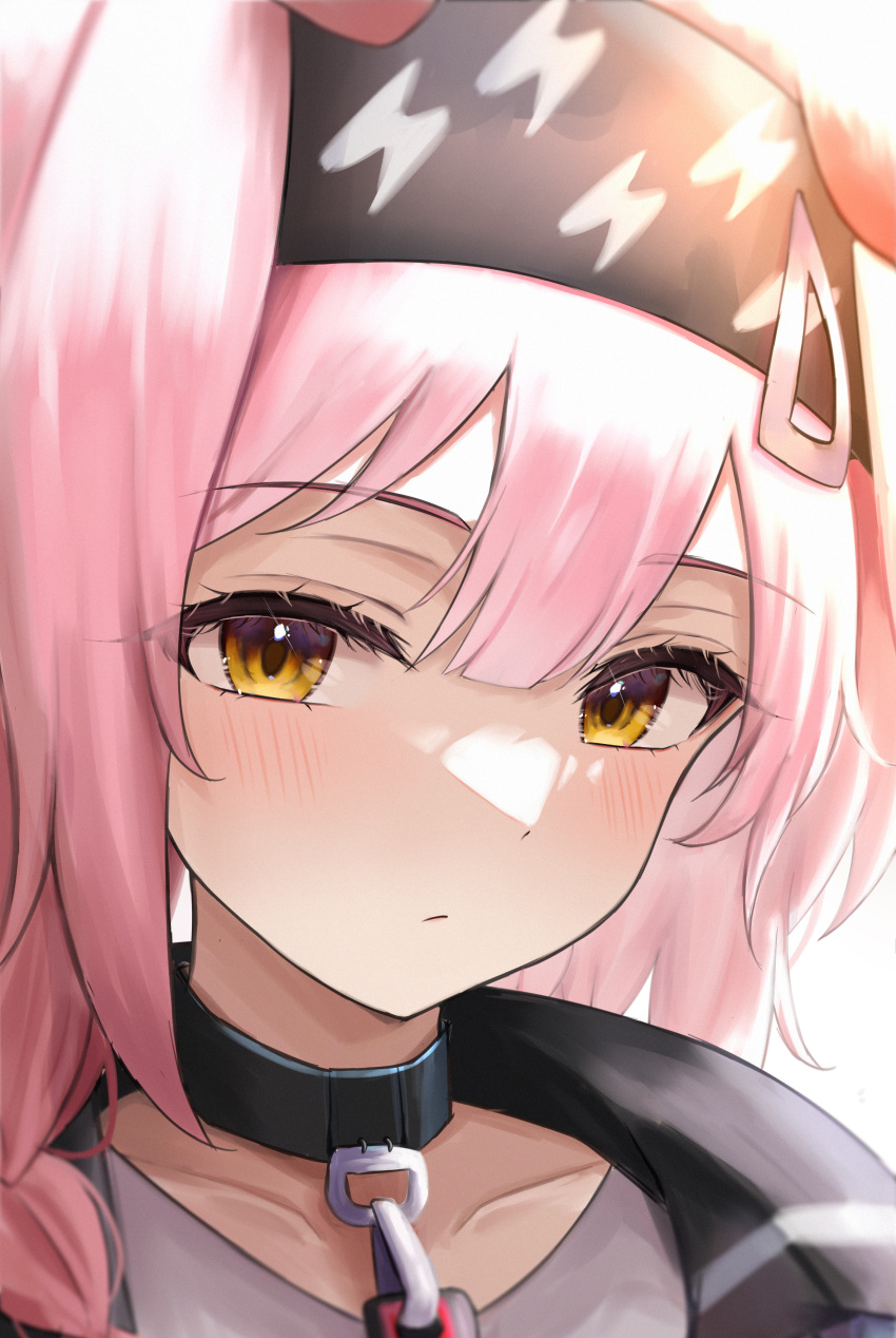 1girl, absurdres, animal_ears, arknights, bangs, black_hairband, blush, brown_hair
