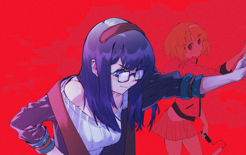 2girls, absurdres, alternate_costume, blue_eyes, collarbone, dark_blue_hair, djeeta, djeeta_(granblue_fantasy)