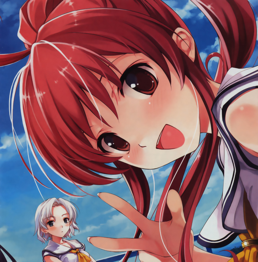 abhar, deep_blue_sky_&amp;_pure_white_wings, hanami_mar'ya, misaki_kurehito, miyamae_tomoka, seifuku