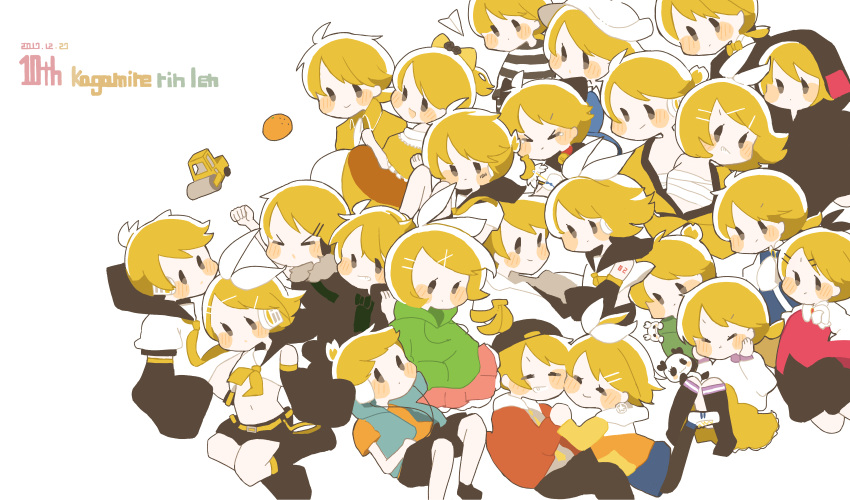 >_<, 6+boys, 6+girls, absurdres, aku_no_meshitsukai_(vocaloid), aku_no_musume_(vocaloid), allen_avadonia, anniversary