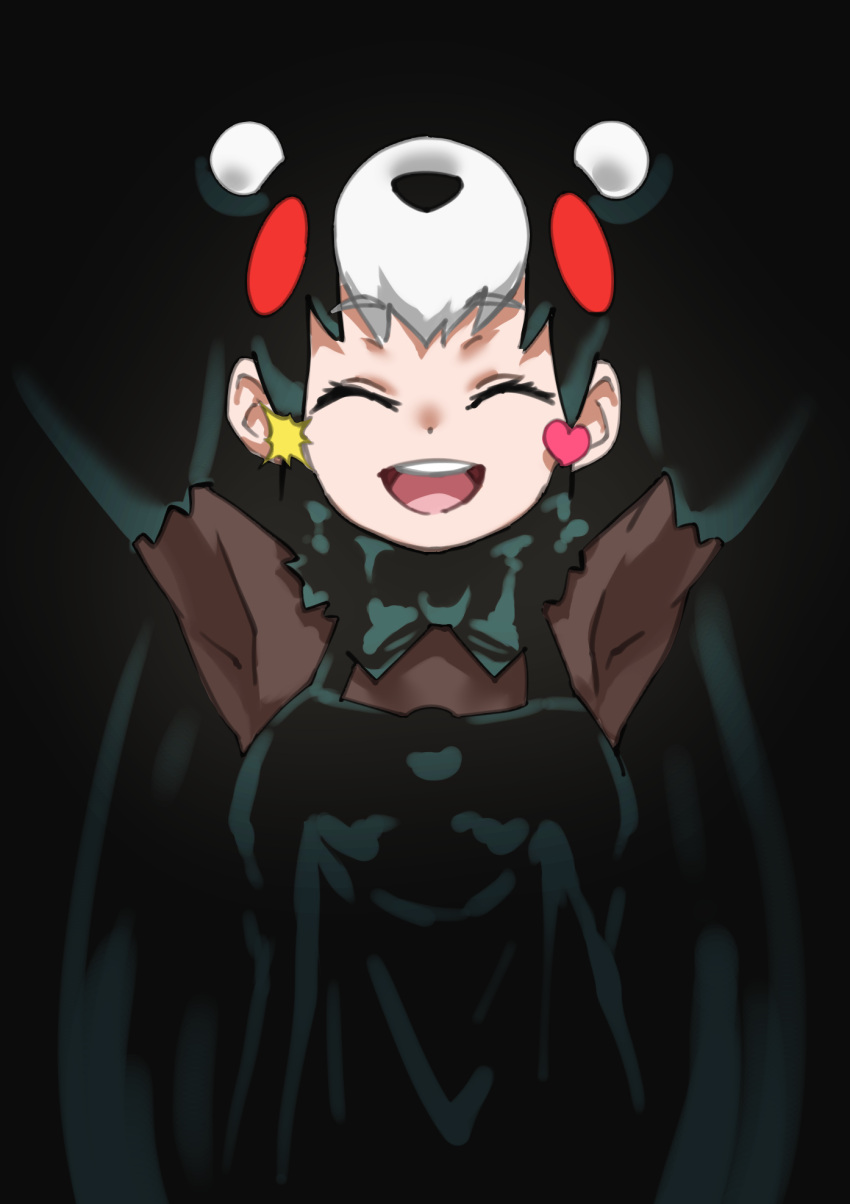1girl, :d, \o/, ^_^, animal_ears, armpits, arms_up, bear_ears