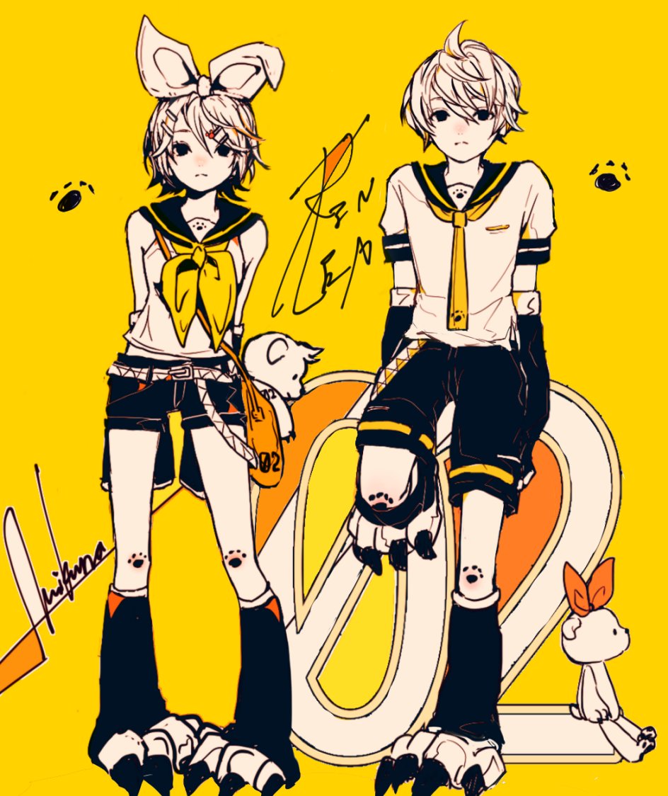 3kuma, ahoge, animal_feet, arms_behind_back, bangs, bare_shoulders, belt, blonde_hair