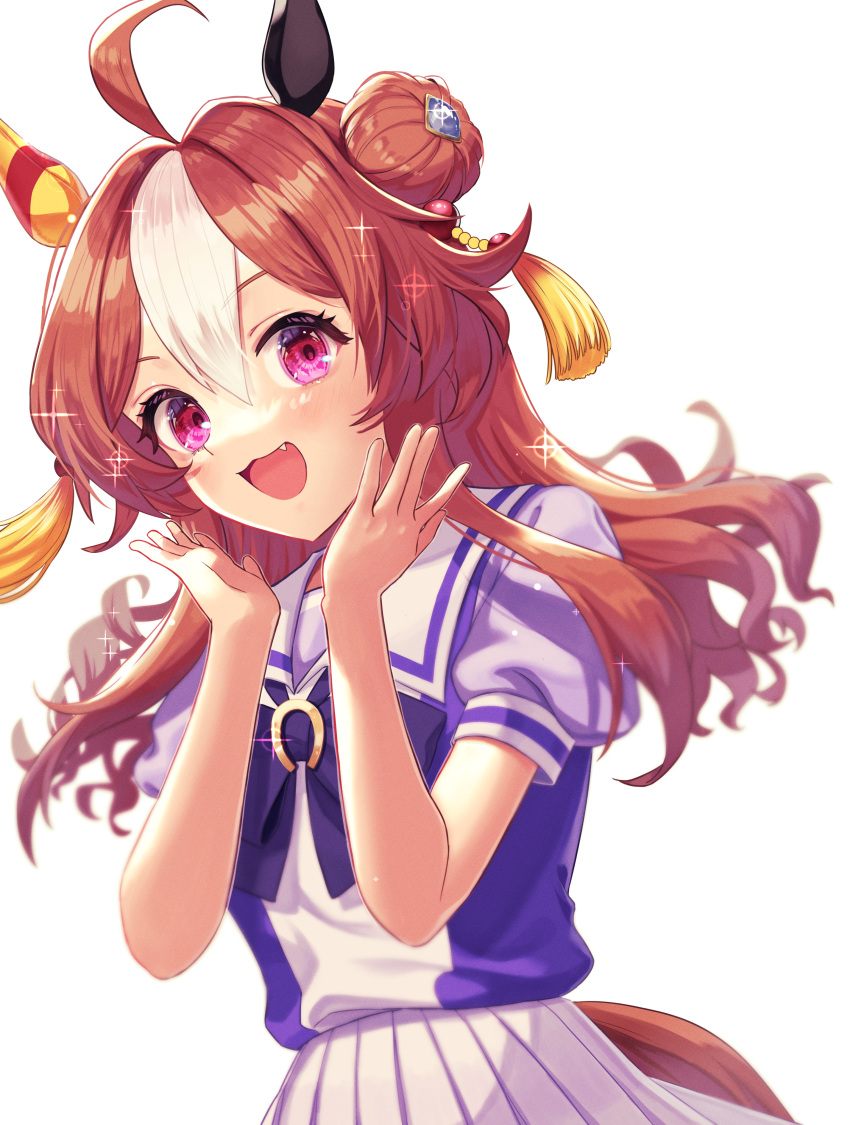 1girl, absurdres, achiko_(tamara), ahoge, animal_ears, brown_hair, copano_rickey_(umamusume), double_bun