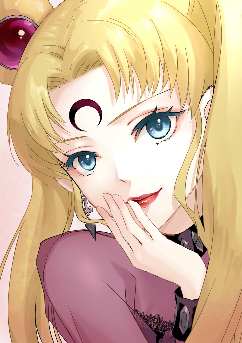 absurdres, bangs, bishoujo_senshi_sailor_moon, black_lady, black_lady_(cosplay), blonde_hair, blue_eyes, bracelet