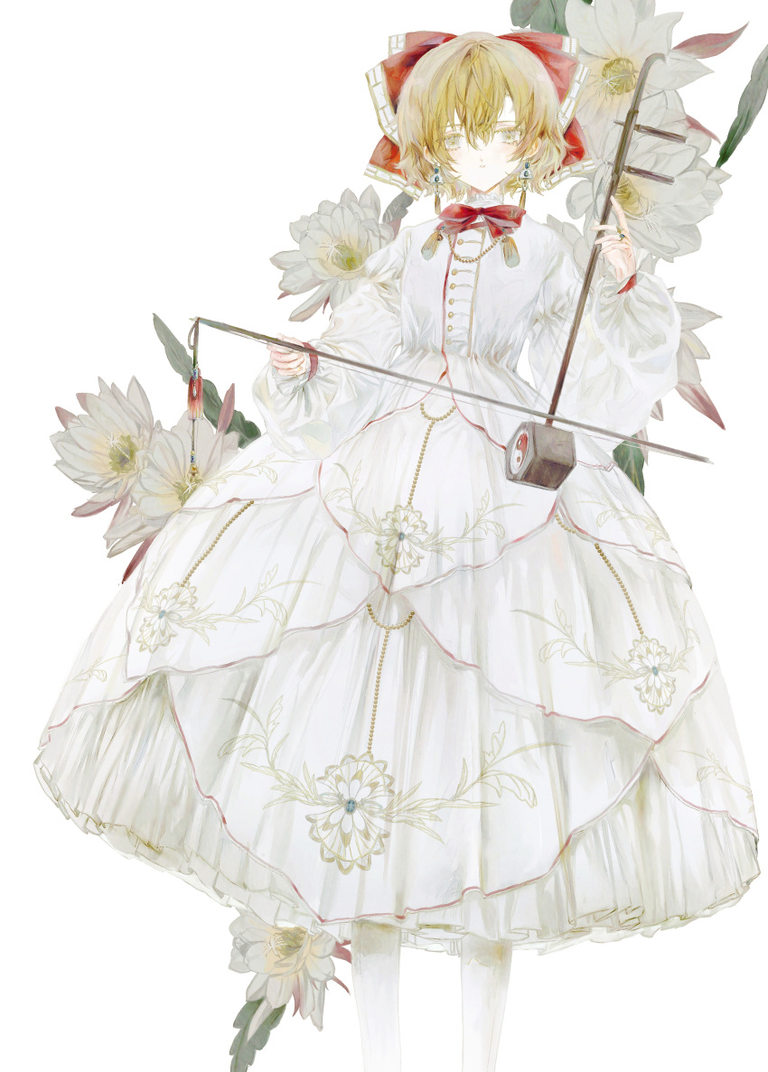 1girl, absurdres, alternate_costume, bangs, blonde_hair, bow, bowtie, commentary_request