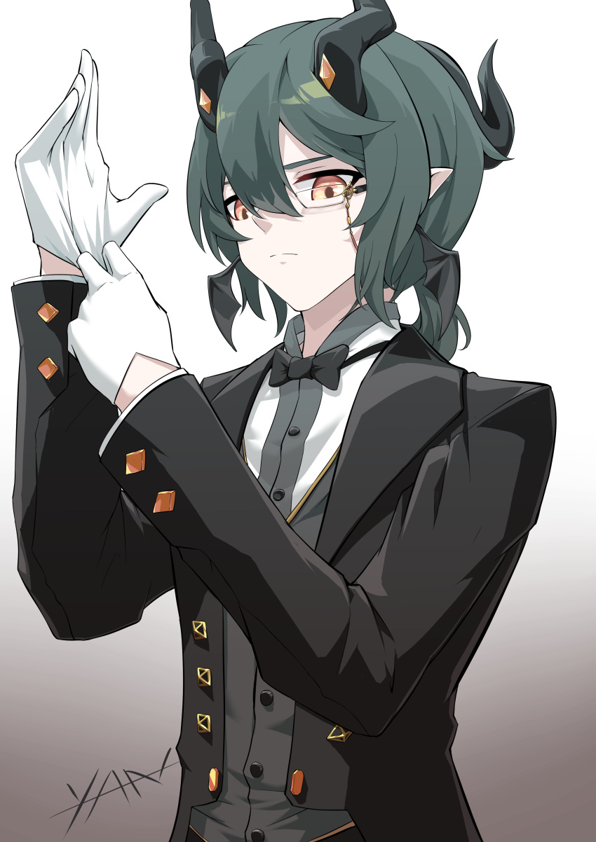 1boy, absurdres, artist_name, bangs, black_bow, black_bowtie, black_jacket, bow