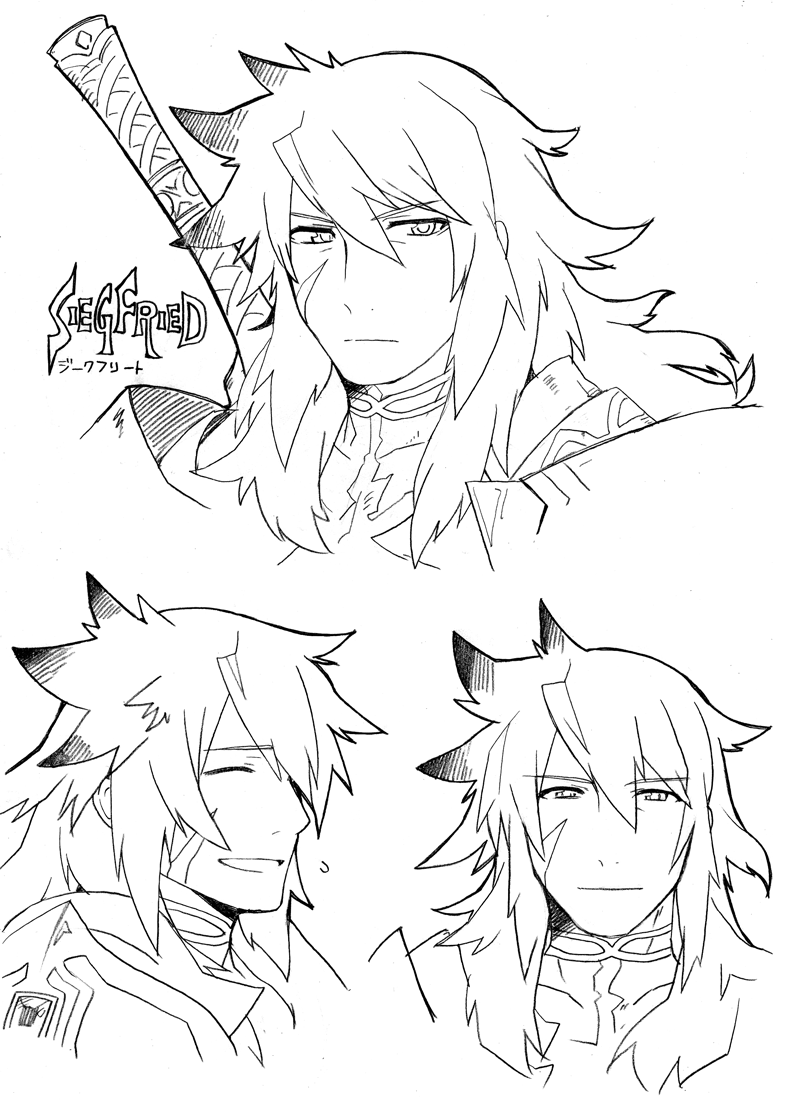 1boy, :d, ^_^, armor, closed_eyes, colored_tips, cropped_shoulders, expressionless