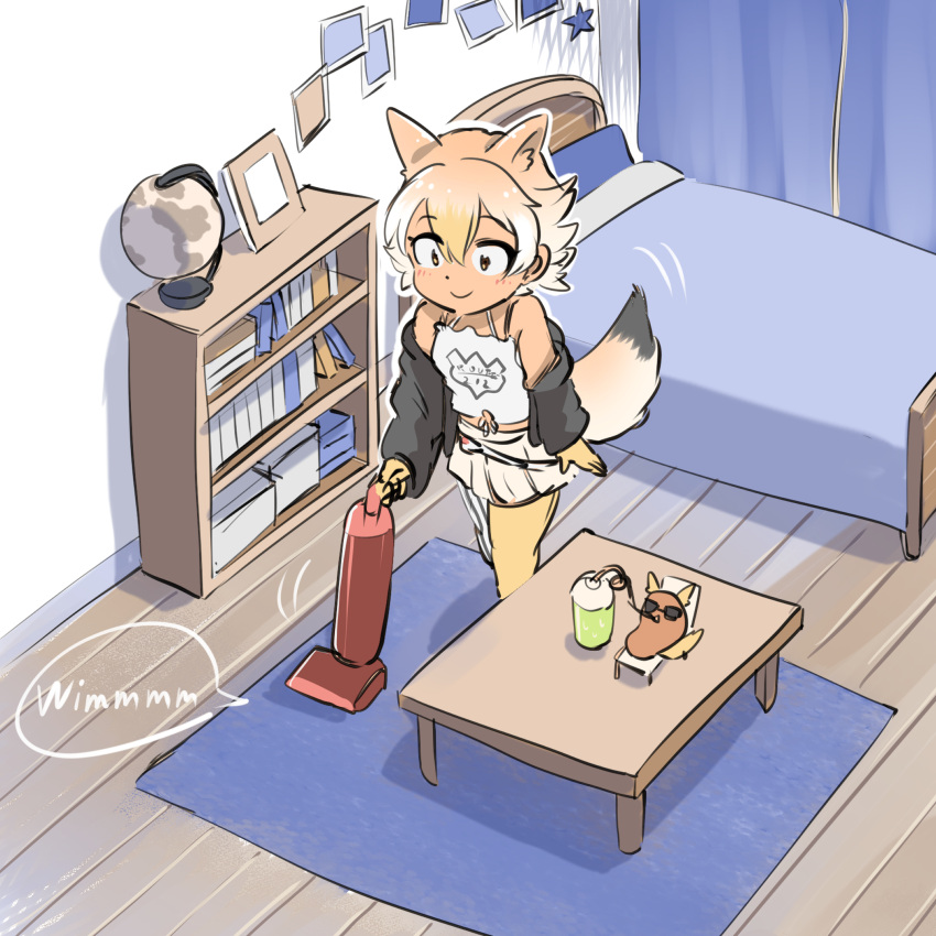 1girl, asymmetrical_legwear, bare_shoulders, black_jacket, black_thighhighs, blonde_hair, blush, commentary