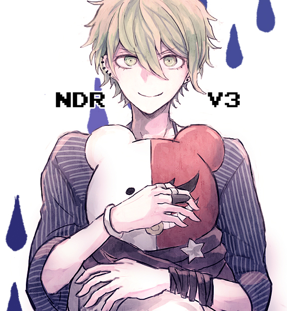 1boy, amami_rantarou, blonde_hair, bracelet, commentary_request, copyright_name, danganronpa_(series), danganronpa_v3:_killing_harmony