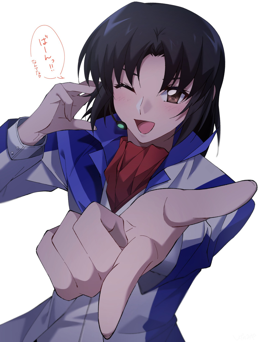 1boy, absurdres, bangs, black_hair, blush, brown_eyes, headset, highres