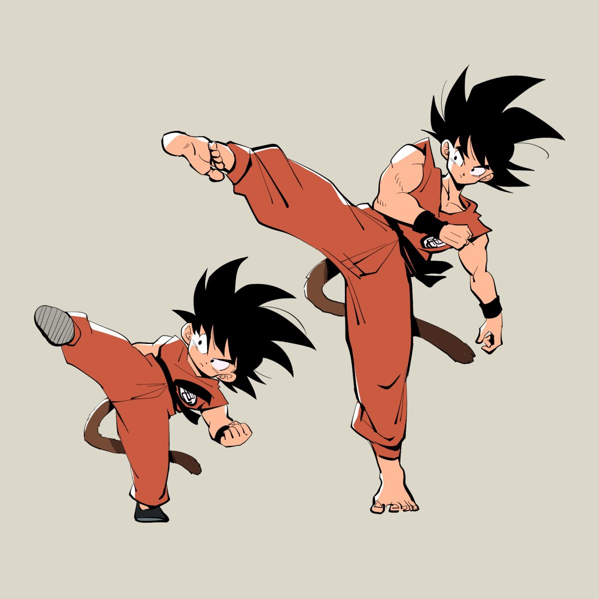 1boy, age_progression, bare_shoulders, barefoot, belt, black_belt, black_hair, clenched_hand
