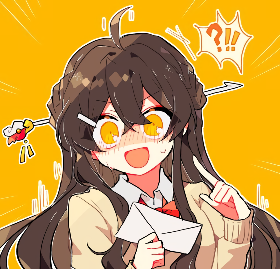 !?, 1girl, ara_haan, bad_id, bad_pixiv_id, blush, braid, brown_hair
