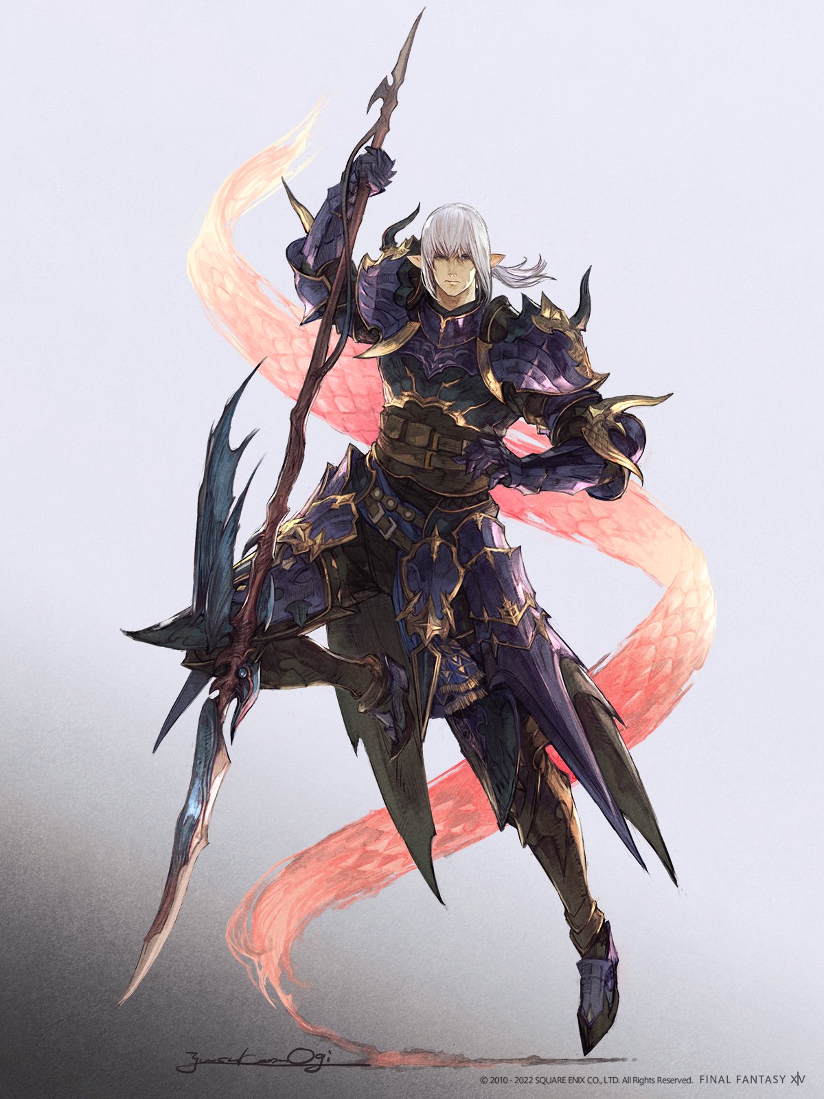 1boy, arm_up, armor, artist_name, bangs, belt, black_eyes, breastplate
