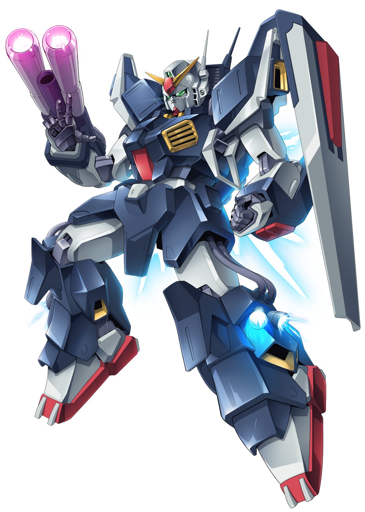 arm_cannon, clenched_hand, full_armor_gundam_mk_ii, gamiani_zero, green_eyes, gundam, gundam_msv, highres