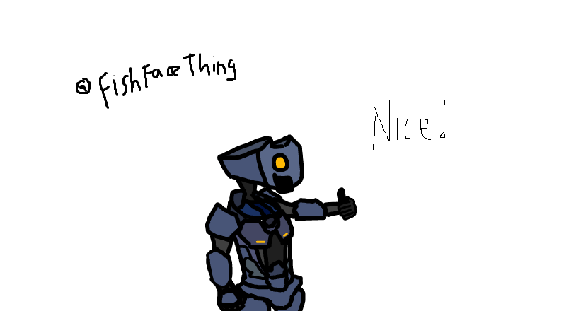 armor, humanoid_robot, joints, looking_at_viewer, one-eyed, robot, robot_joints, thumbs_up