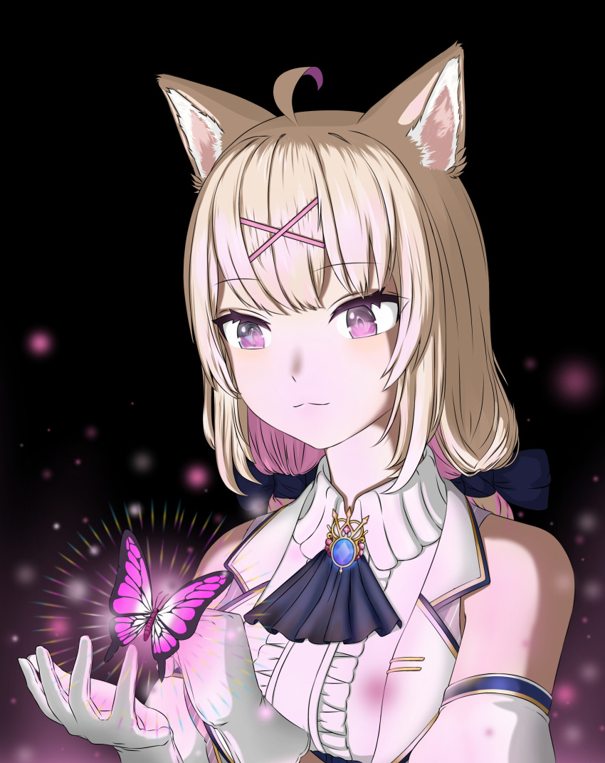 1girl, absurdres, ahoge, animal_ears, butterfly, dog_ears, dog_girl, gloves, highres, inumaki_himari, non-web_source, tagme, wactor_production