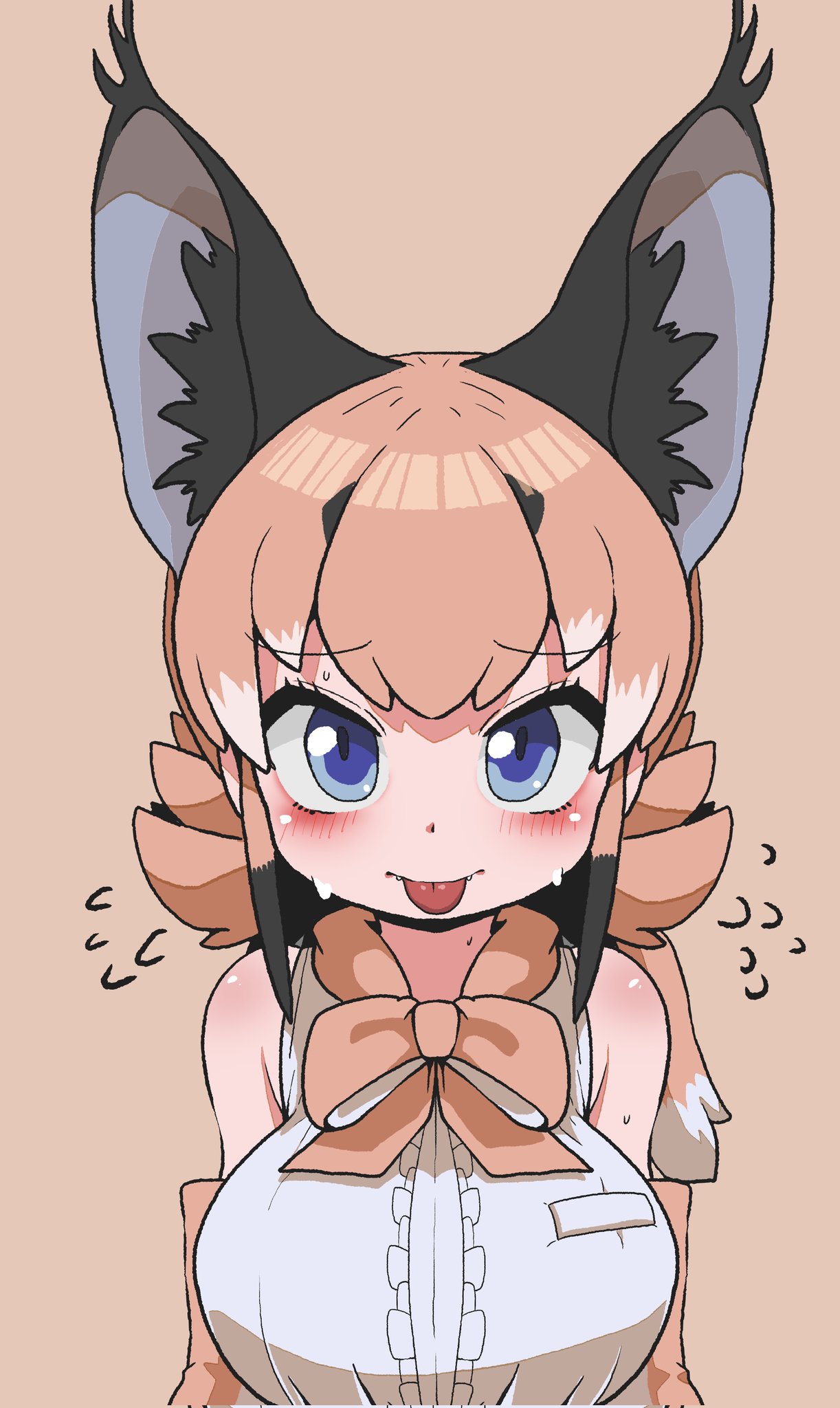 1girl, animal_costume, animal_ear_fluff, animal_ears, black_hair, blue_eyes, blush, bow
