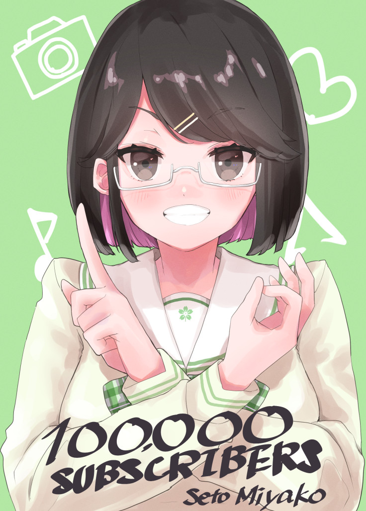 1girl, blush, brown_eyes, camera, character_name, colored_inner_hair, crossed_arms, eighth_note