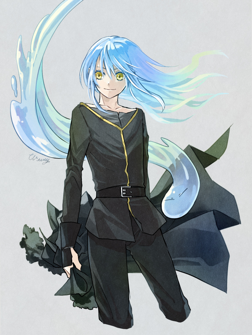 1other, absurdres, androgynous, bangs, belt, belt_buckle, black_belt, black_pants