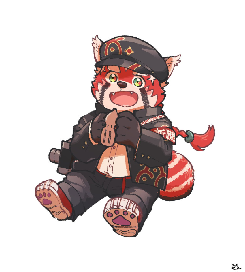 1boy, animal_ears, braid, brown_fur, camera, full_body, furry, furry_male