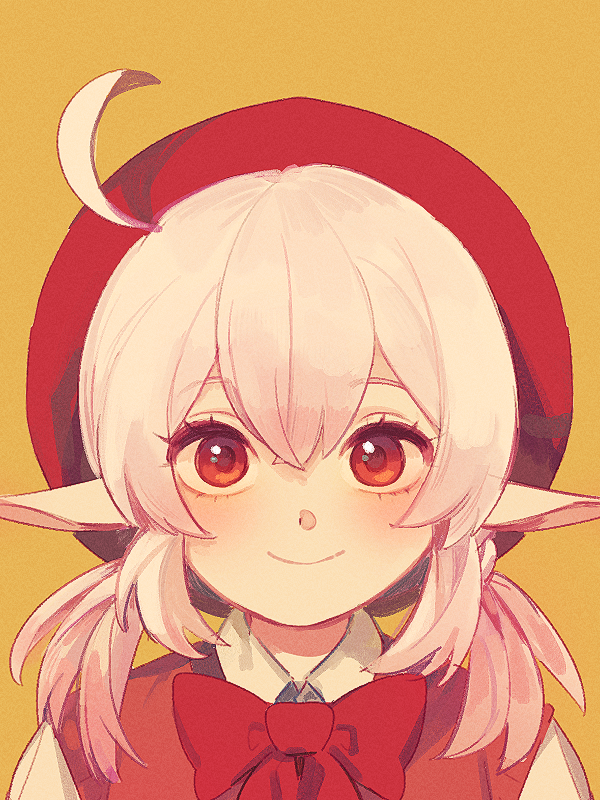 1girl, ahoge, alternate_costume, bangs, beret, blonde_hair, blush, bow
