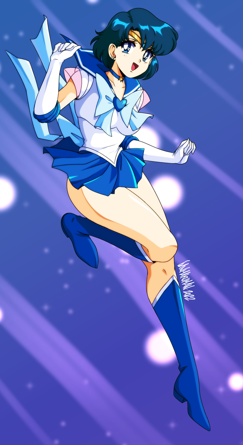 1990s_(style), 1girl, 2022, :d, absurdres, back_bow, bishoujo_senshi_sailor_moon, blue_background
