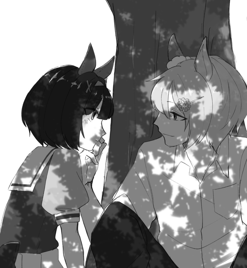 1boy, 1girl, animal_ears, bob_cut, ear_covers, eyes_visible_through_hair, genderswap, genderswap_(ftm)