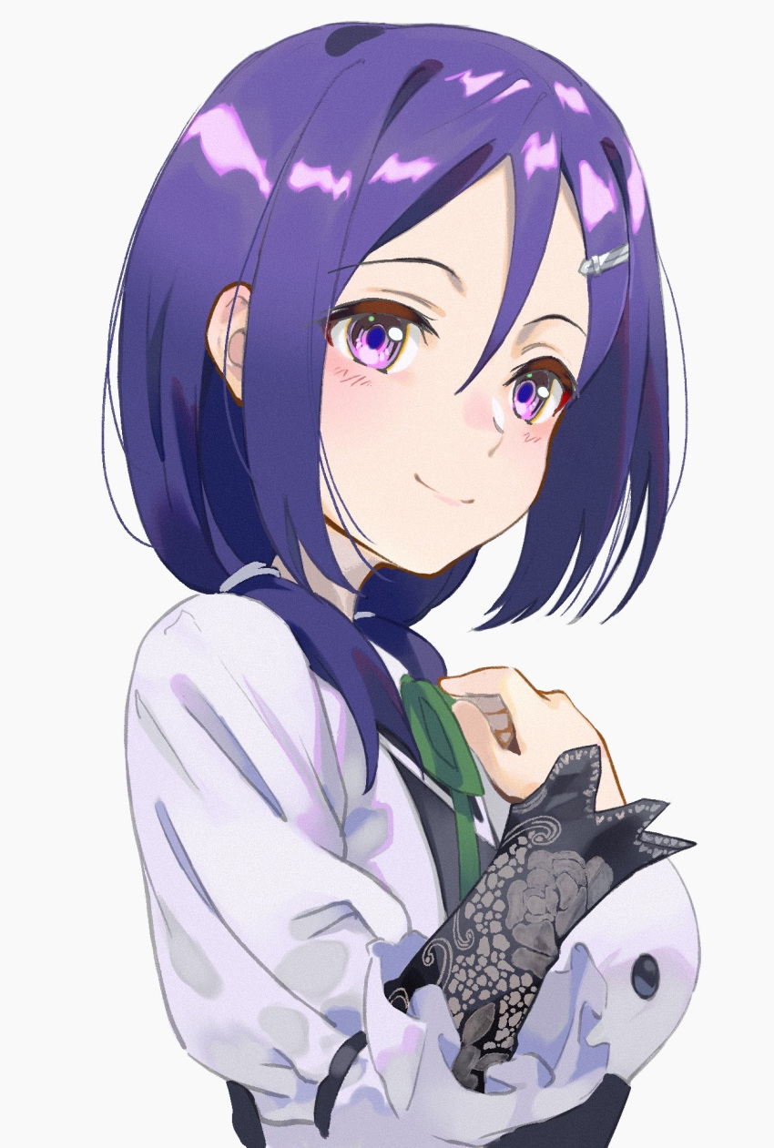 1girl, a.k.a.zkin, assault_lily, bangs, blush, breasts, buttons, closed_mouth