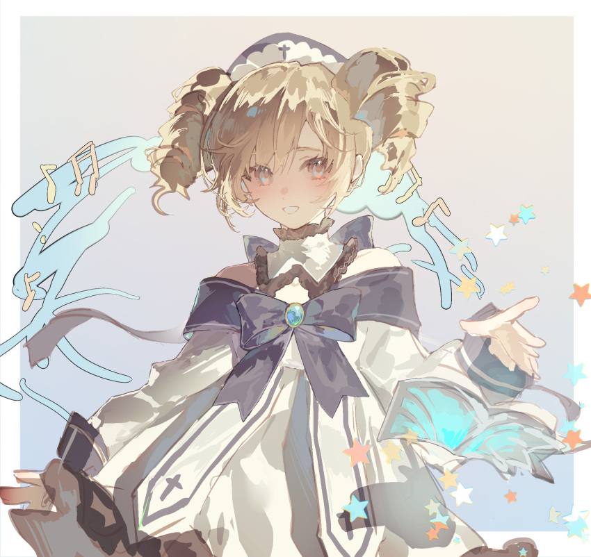 1girl, bangs, barbara_(genshin_impact), blonde_hair, blue_bow, blue_eyes, blush, book