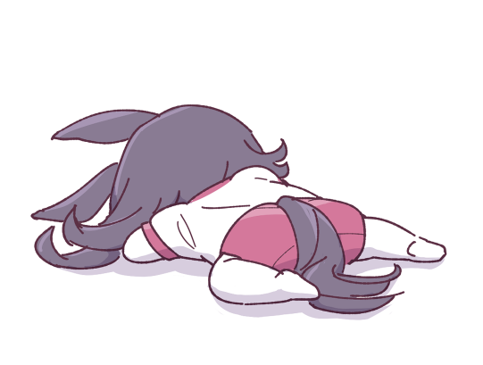 1girl, animal_ears, barefoot, brown_hair, chibi, full_body, gym_uniform, horse_ears