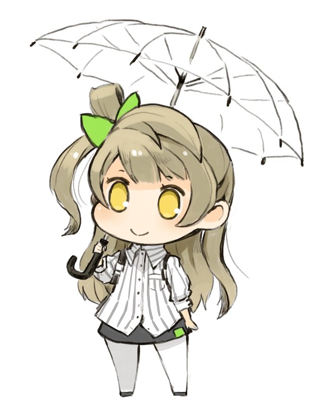 1girl, bow, brown_hair, chibi, closed_mouth, full_body, hair_bow, long_hair