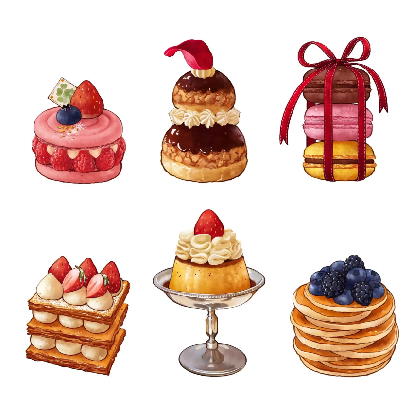 abaoyaonuli, blackberry_(fruit), blueberry, cream, cream_puff, food, food_focus, fruit