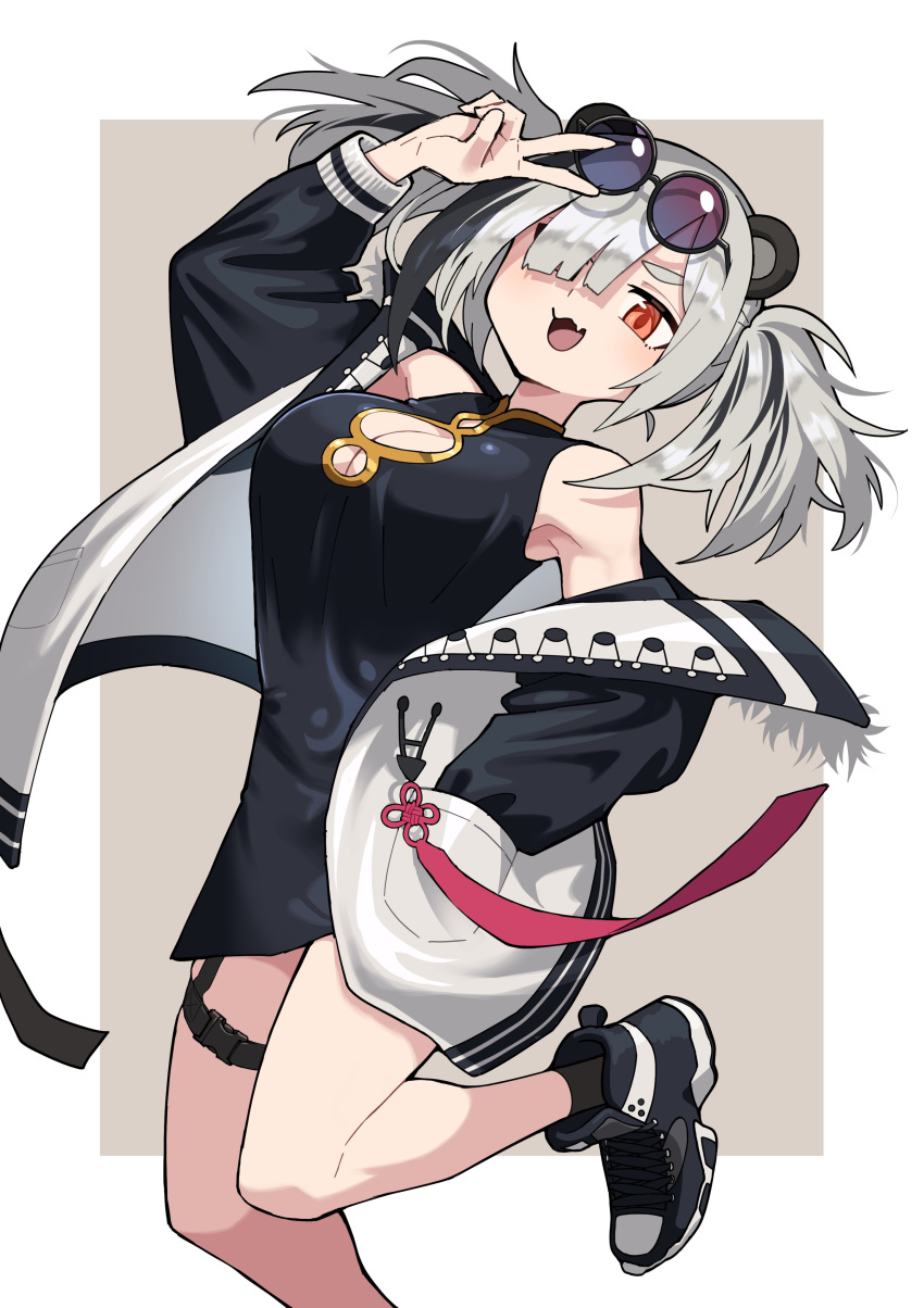 1girl, absurdres, arknights, breasts, china_dress, china_minidress, chinese_clothes, cleavage_cutout