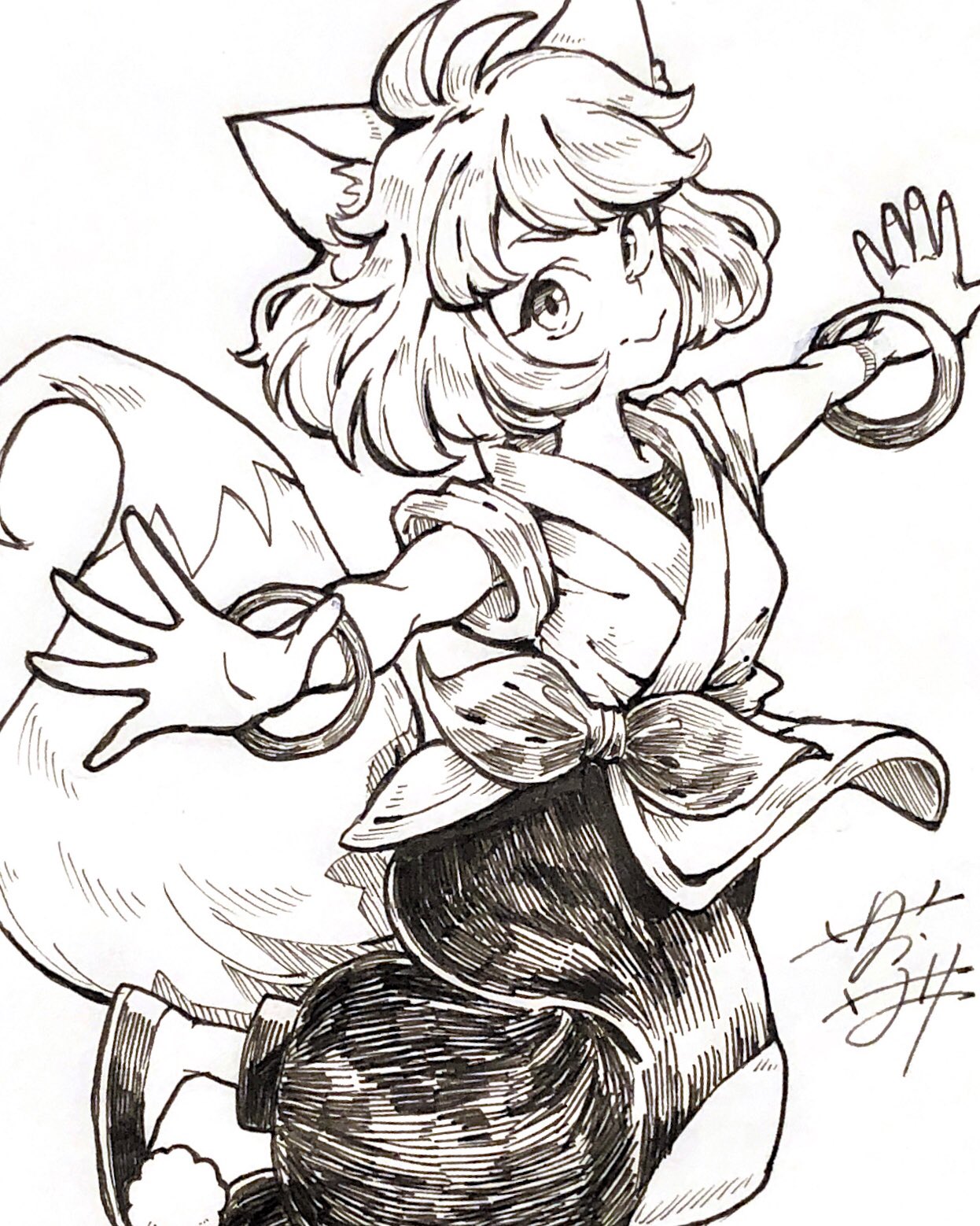 1girl, all_yellow777, animal_ears, bangle, bracelet, commentary, fox_ears, fox_girl