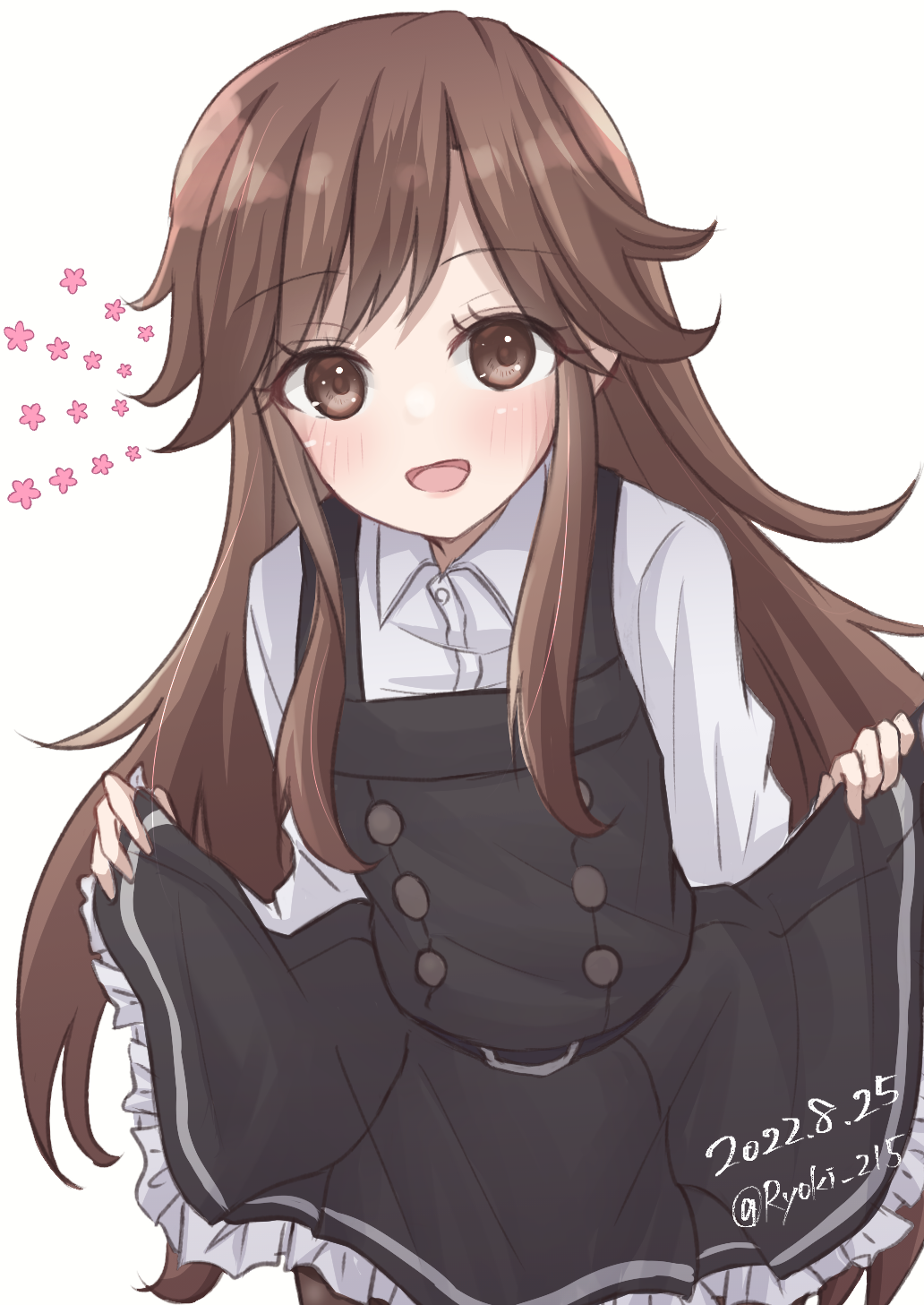 1girl, arashio_(kancolle), arashio_kai_ni_(kancolle), belt, black_belt, black_dress, black_pantyhose, blush