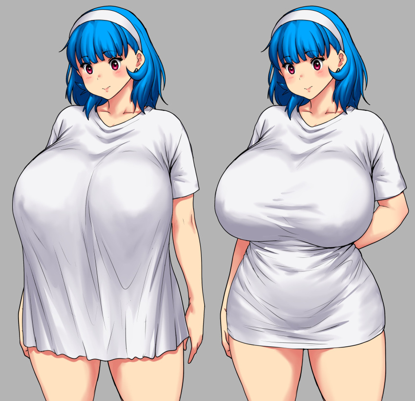 1girl, absurdres, bangs, blue_hair, blunt_bangs, blush, breasts, cowboy_shot