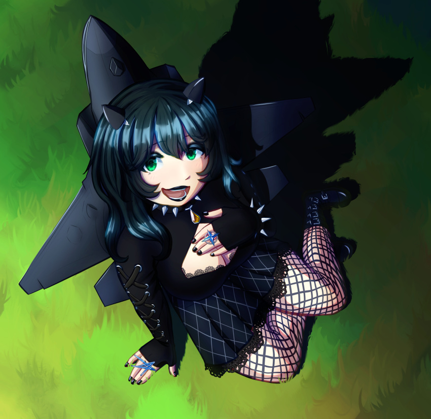 1girl, absurdres, alternate_color, alternate_hair_color, commission, f-35_(flight_highschool), f-35_lightning_ii, fishnet_pantyhose