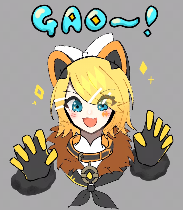 1girl, animal_ears, bangs, black_gloves, black_neckerchief, blonde_hair, blue_eyes, blush