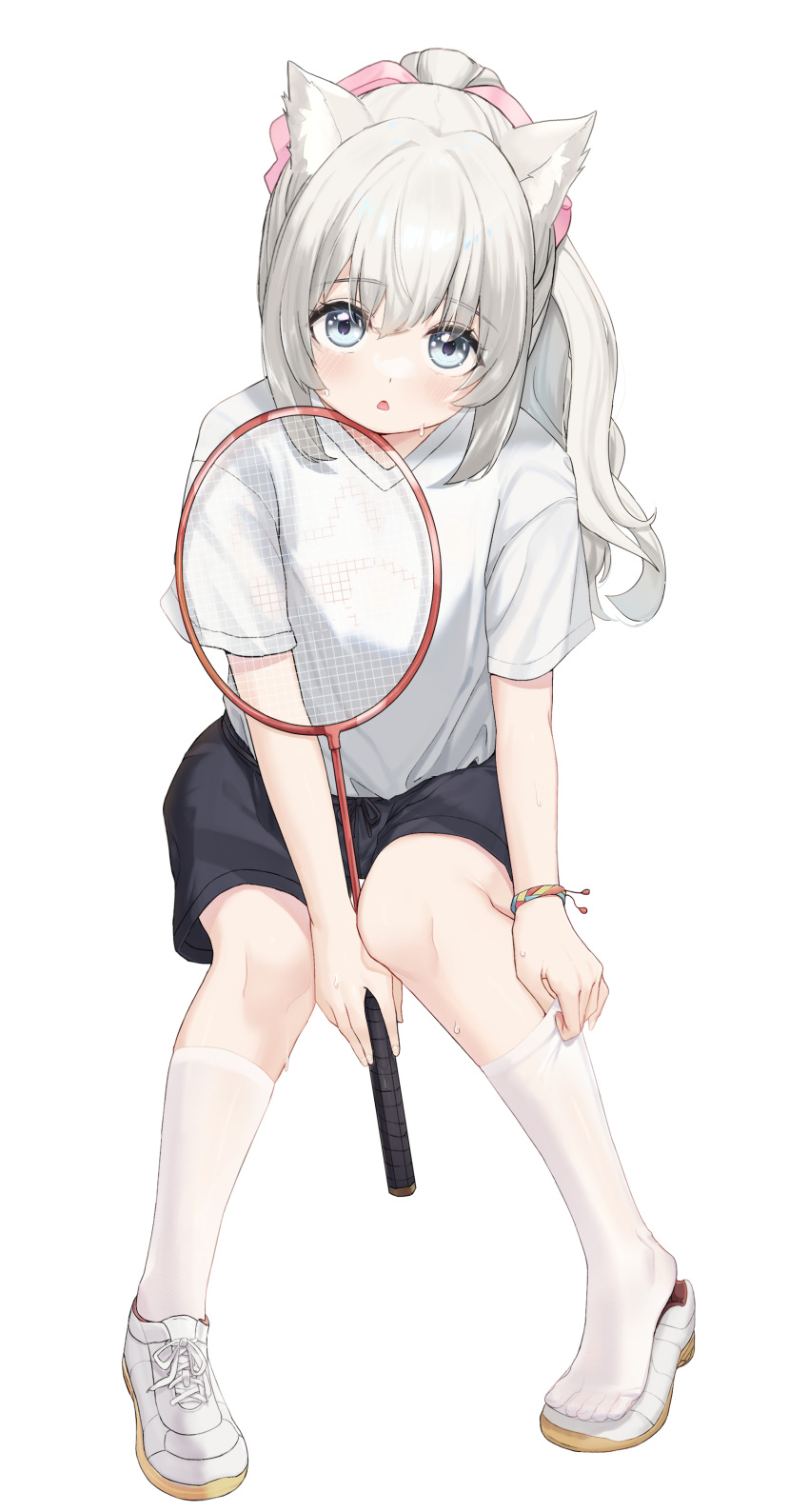 1girl, absurdres, akebi-chan_no_serafuku, animal_ear_fluff, animal_ears, bangs, black_shorts, blue_eyes