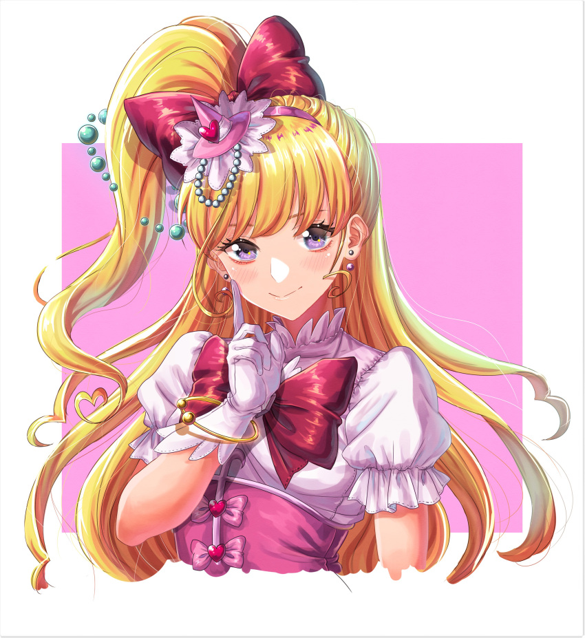 1girl, absurdres, asahina_mirai, blonde_hair, bracelet, corset, cure_miracle, diamond-shaped_brooch