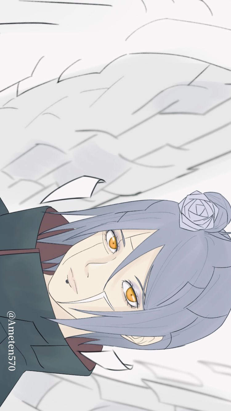 1girl, artist_name, bangs, blue_flower, blue_hair, closed_mouth, flower, grey_background
