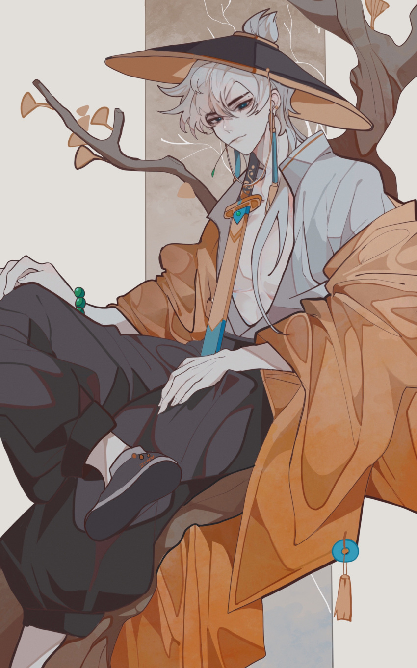 absurdres, doupichipizi, earrings, floating, hat, highres, jewelry, looking_at_viewer