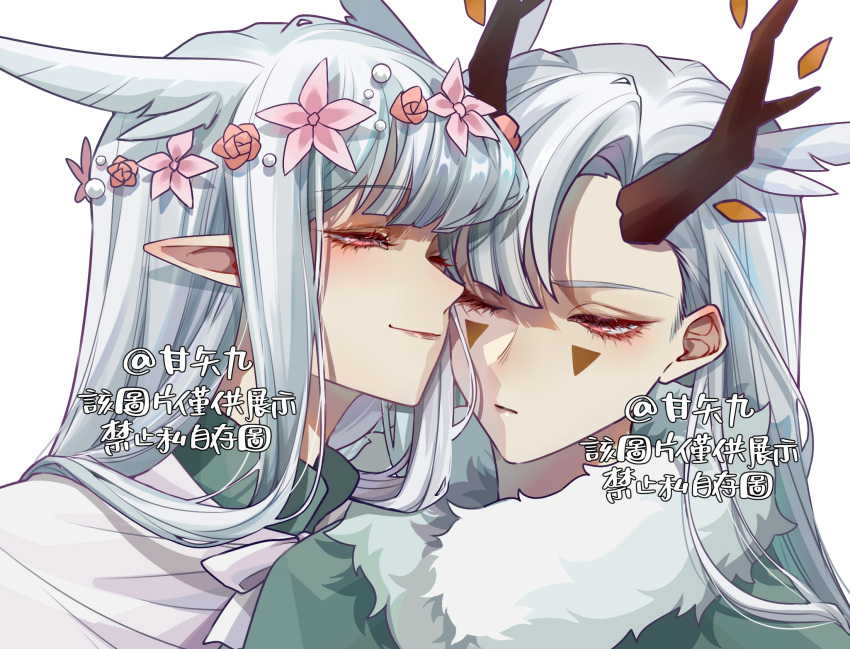 1boy, 1girl, dark_persona, dragon_boy, dual_persona, facial_mark, ganshijiu, hair_down