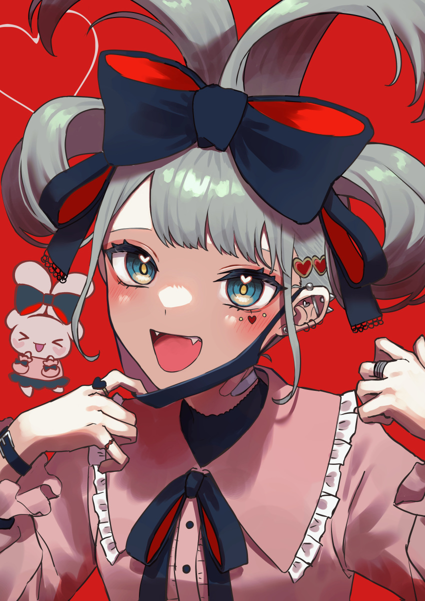 1girl, absurdres, aruminsuko, bandaid, bandaid_on_neck, blue_eyes, blue_hair, bow