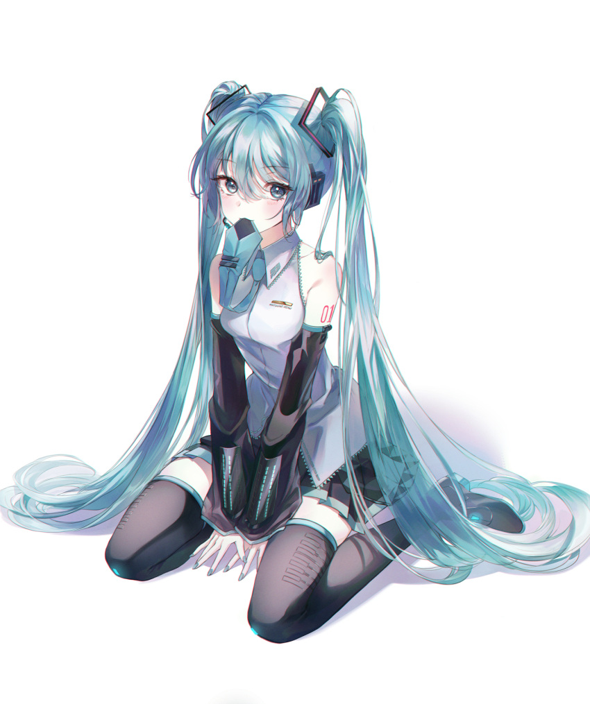 1girl, :3, aqua_eyes, aqua_hair, aqua_nails, aqua_necktie, arm_tattoo, bangs