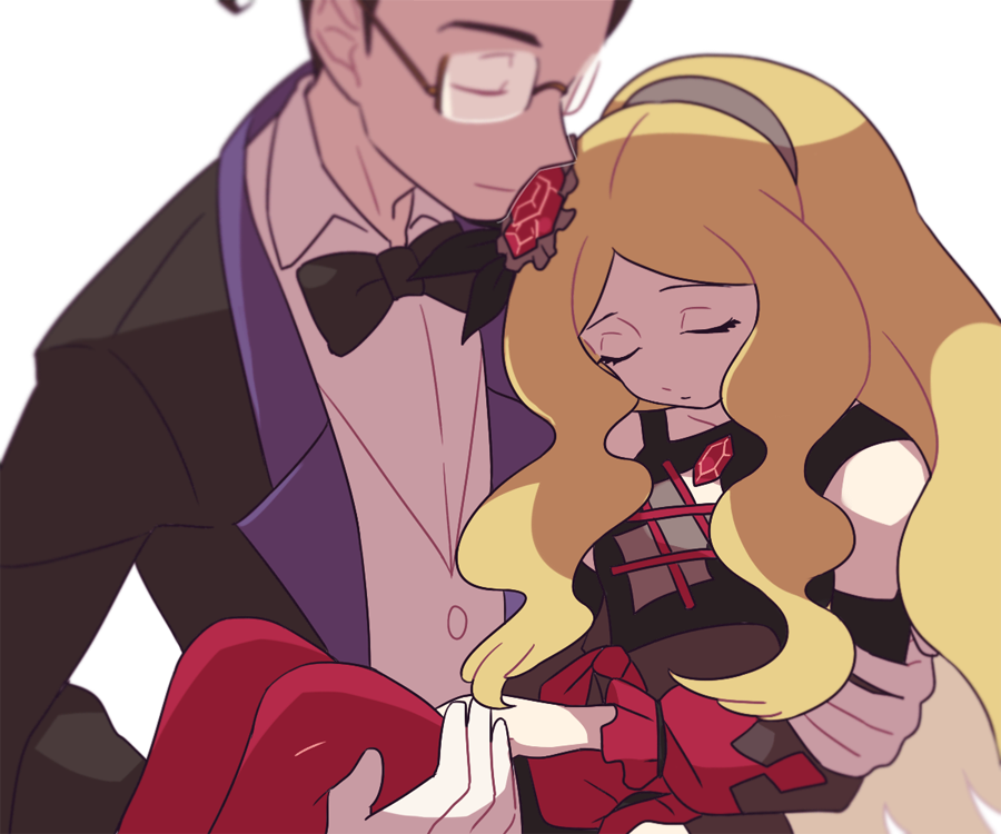 1boy, 1girl, bangs, bare_shoulders, black_bow, black_bowtie, black_jacket, blonde_hair
