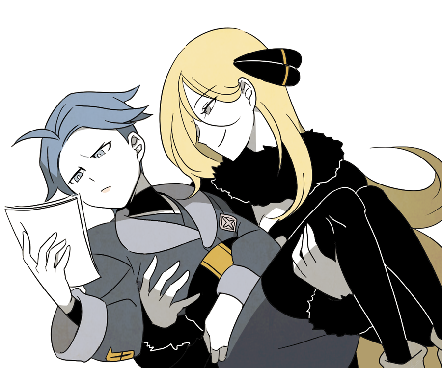 2girls, ahoge, belt, belt_buckle, black_belt, black_pantyhose, black_shirt, blonde_hair
